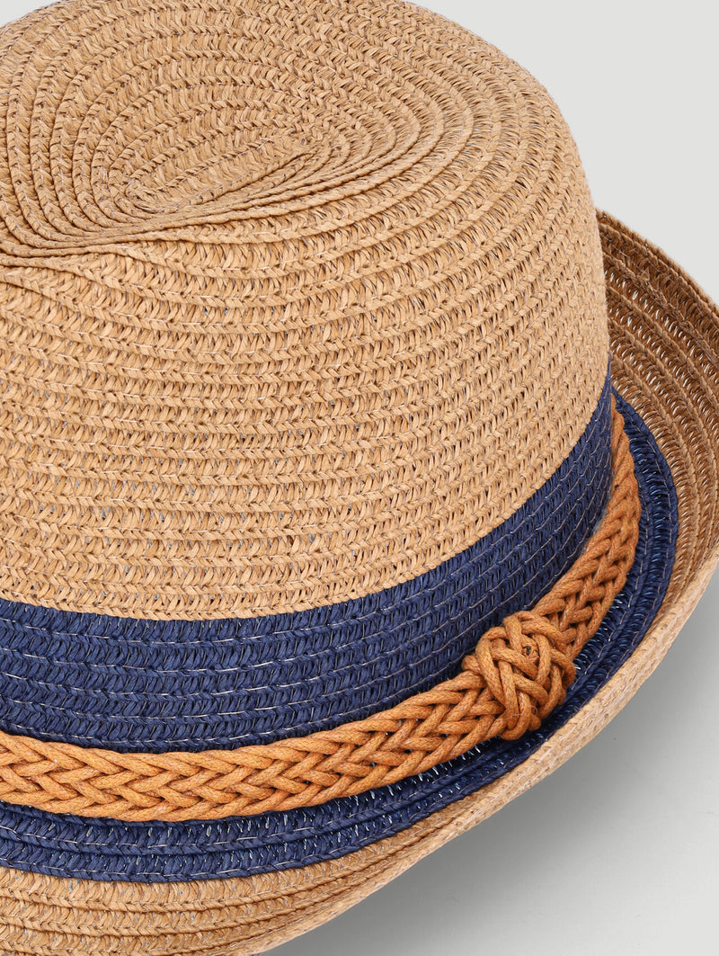 Baby Boys Stripe Fedora Hat - Stone