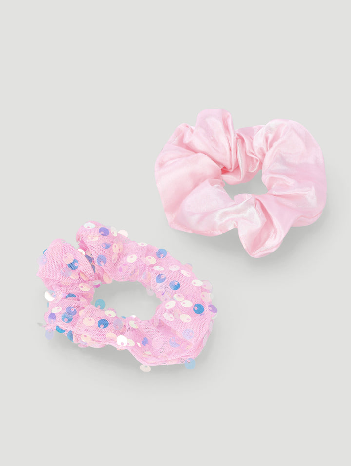 Pre-Girls 2 Pack Star Sequin Scrunchies - Pink