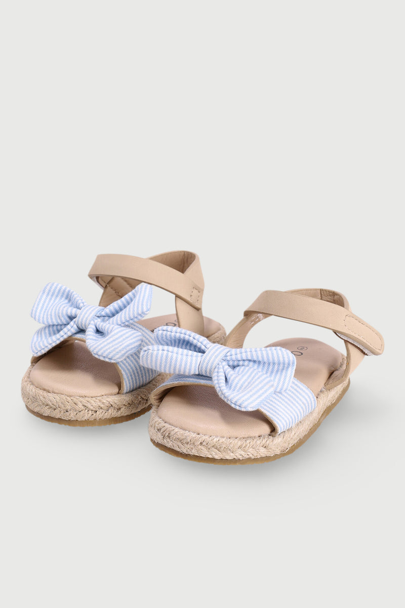 Baby Girls Bow Slingback Espadrille Sandal - White/Blue