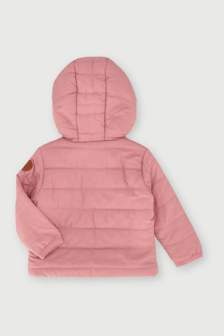 Baby Girls Bear Puffer Jacket - Light Pink