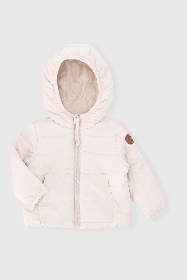 Baby Boys Bear Puffer Jacket - Light Stone