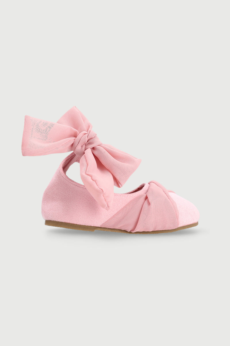 Baby Girls Suede Chiffon Pump - Pink Nude