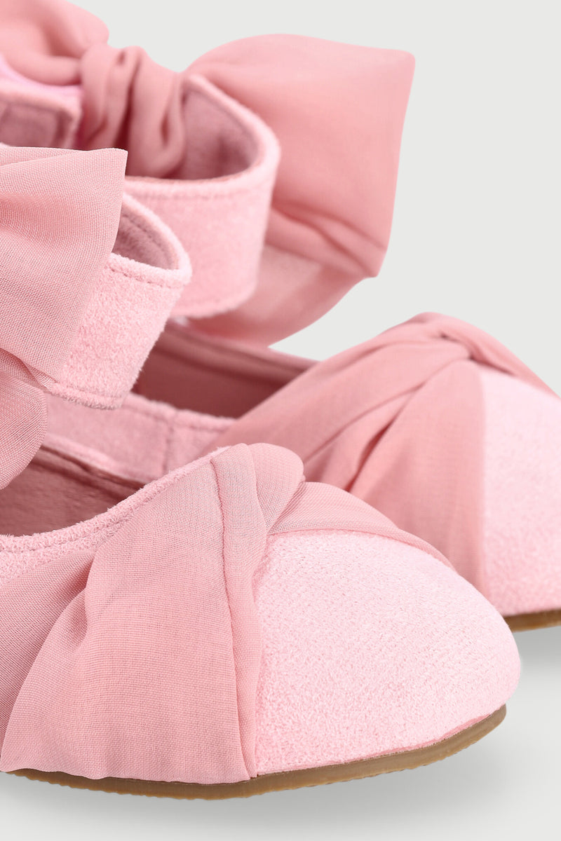 Baby Girls Suede Chiffon Pump - Pink Nude