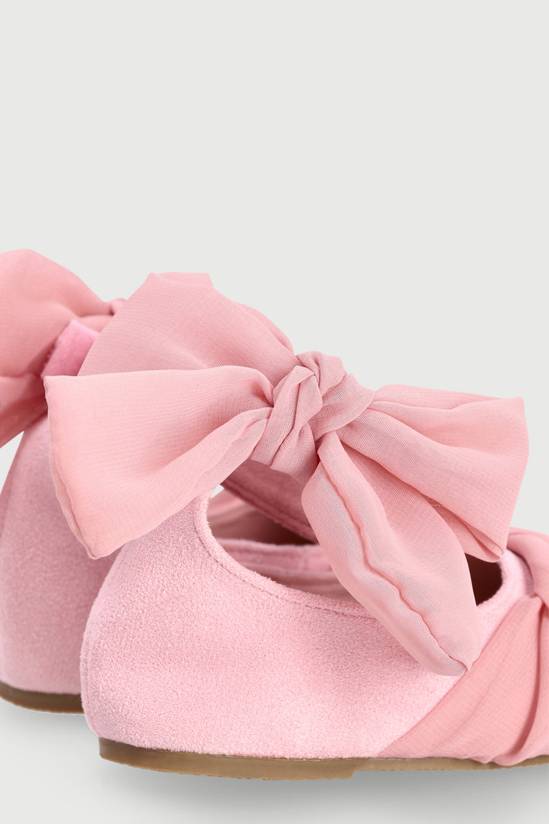 Baby Girls Suede Chiffon Pump - Pink Nude