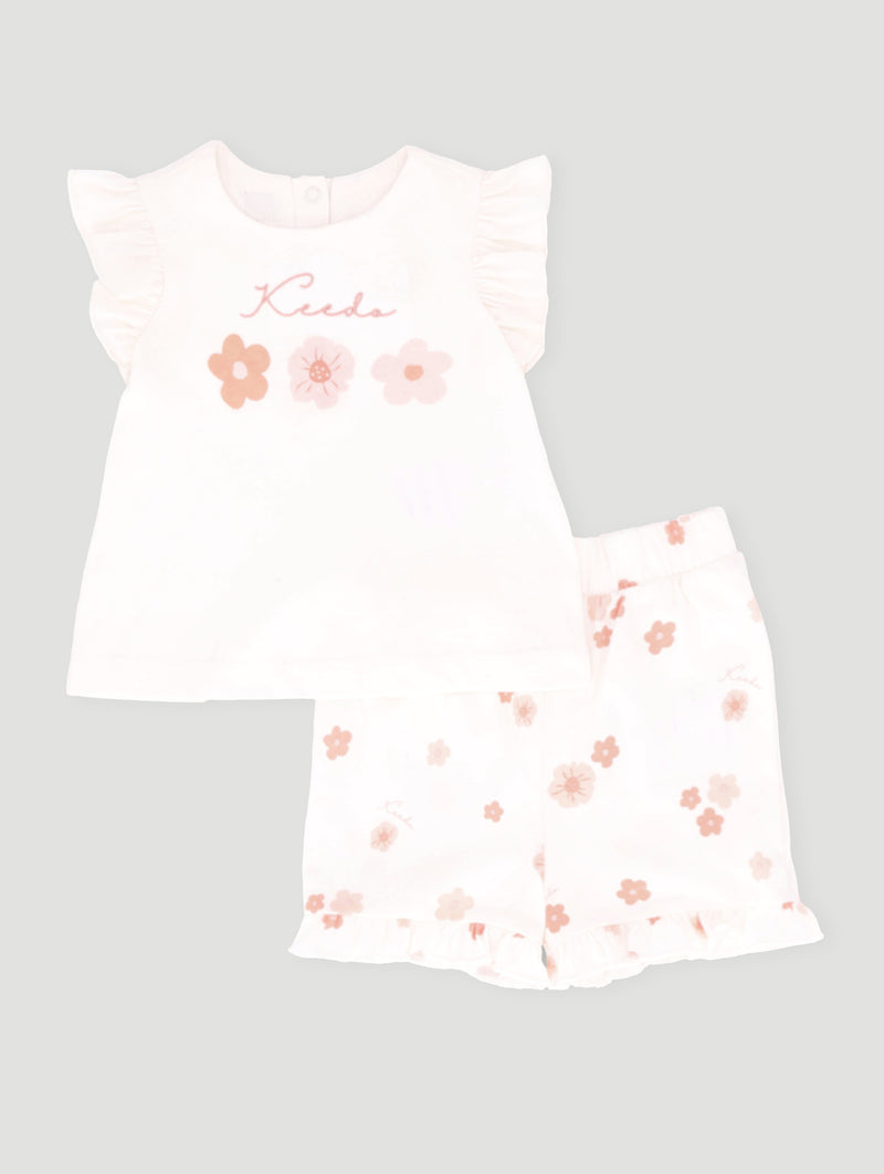 Keedo Baby Girls Vest & Short Set - Cream