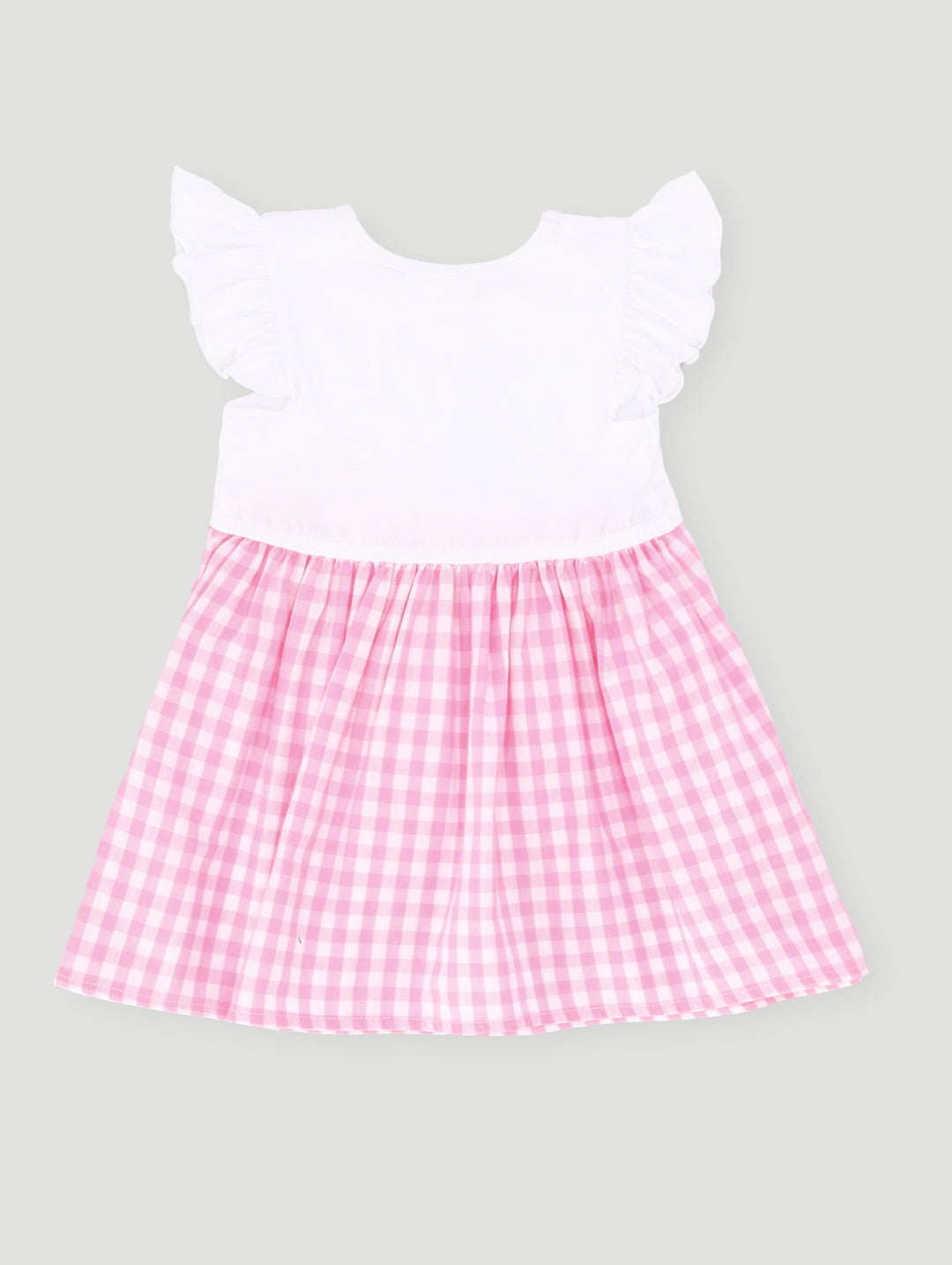 Baby Girls Flower Check Dress - Pink