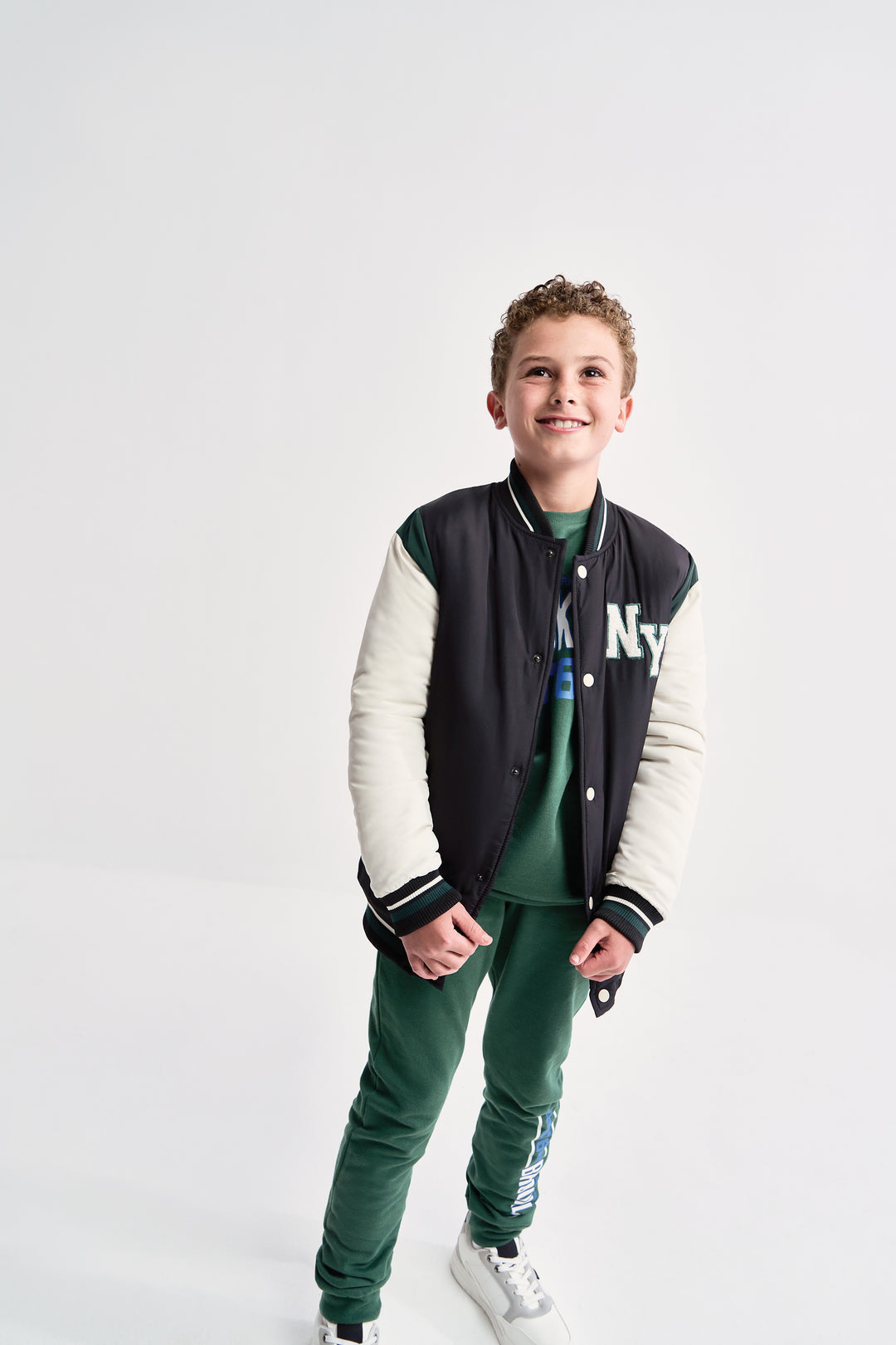 Boys Varsity Nylon  Bomber Jacket - Black