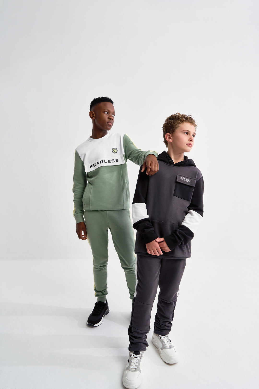 Boys Badge Crew Neck Top - Sage