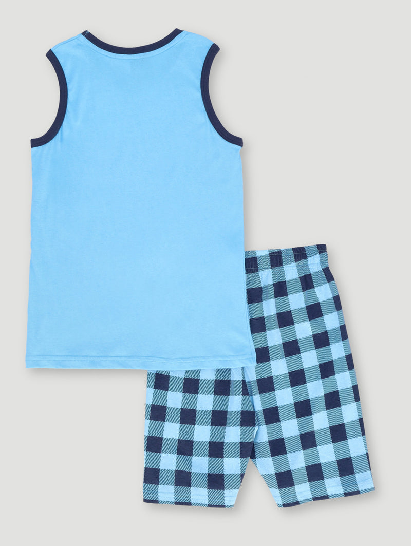 Boys Vintage Motorbike Sleeveless Sleep Set - Turquoise
