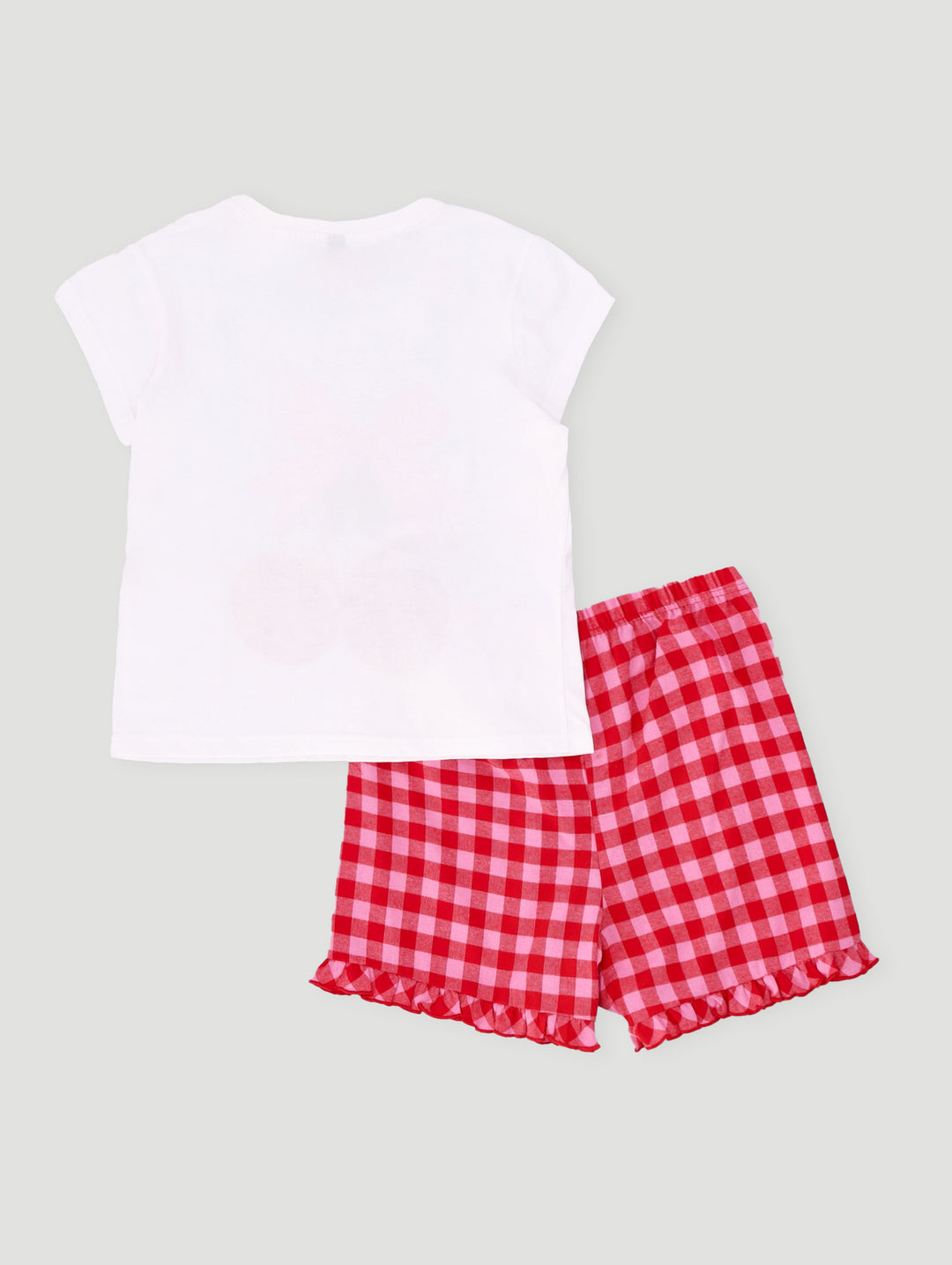 Girls Cherries Check Flannel Set - White