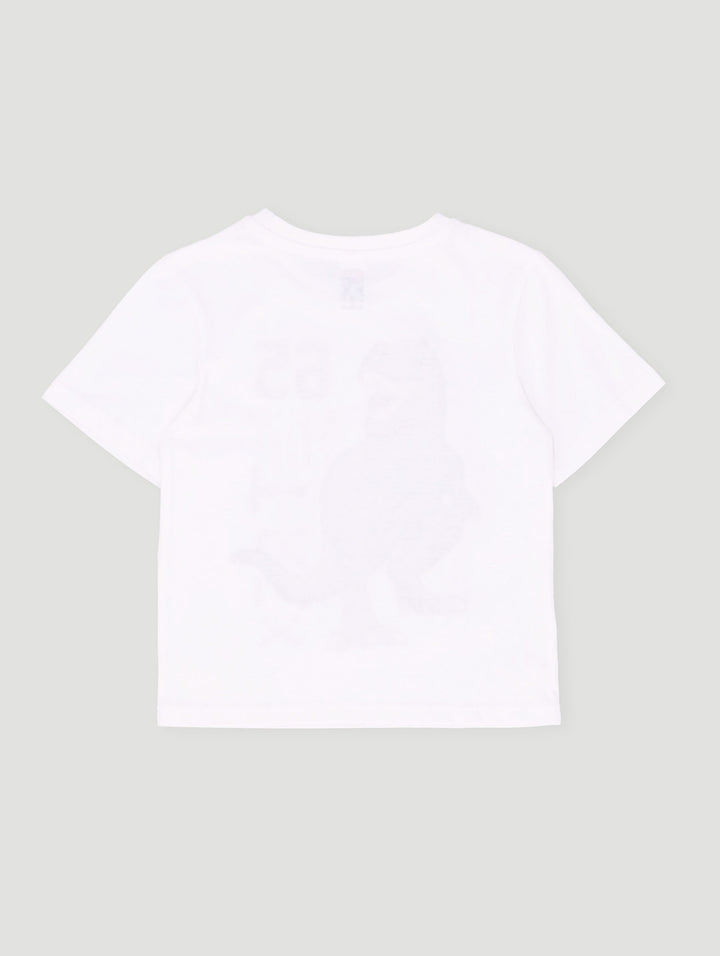 Pre-Boys Puffed Dino Tee - White