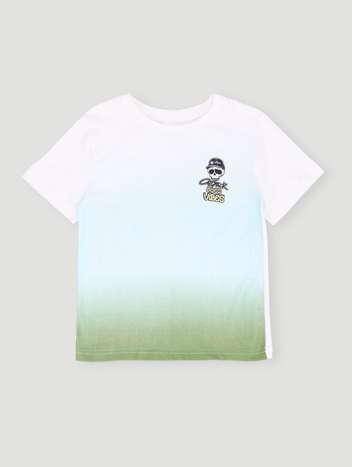 Pre- Boys Sort Sleeve Ombre Fashion Cactus Tee - Green/Blue