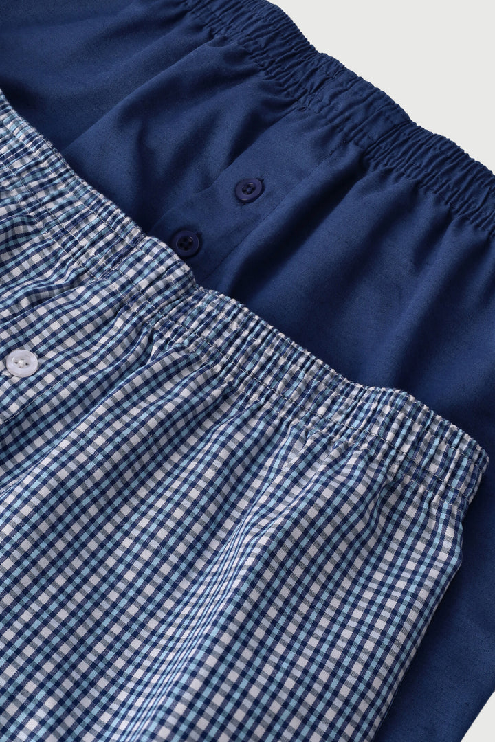 Boys 2 Pack Woven Boxers - Blue