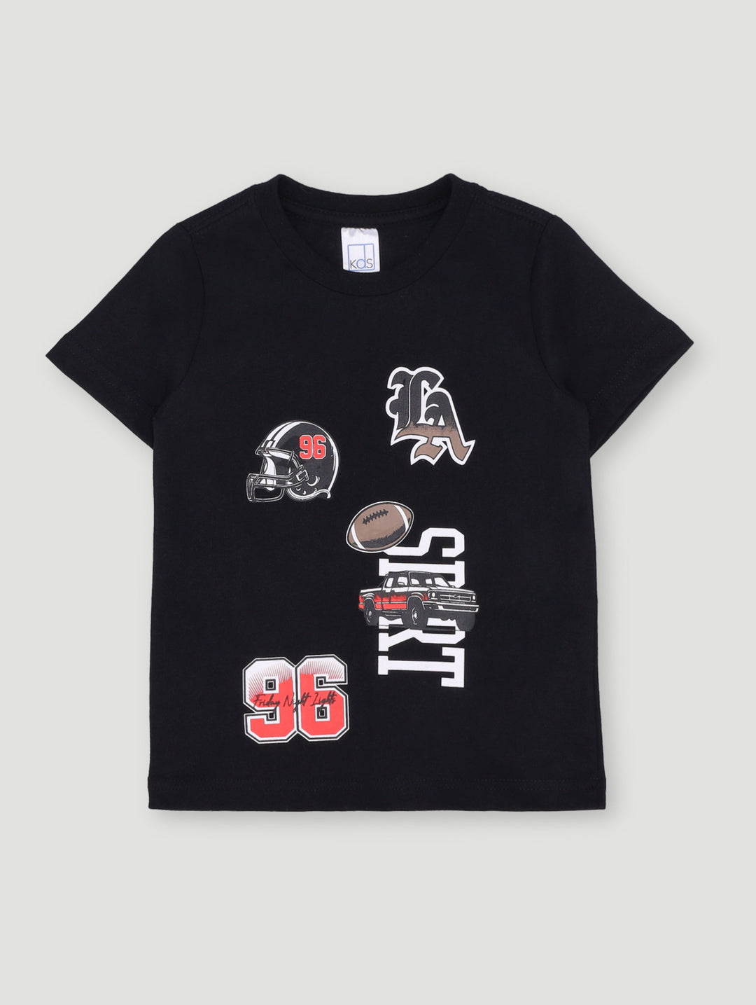 Pre- Boys Short Sleeve Truck Football Tee - Black