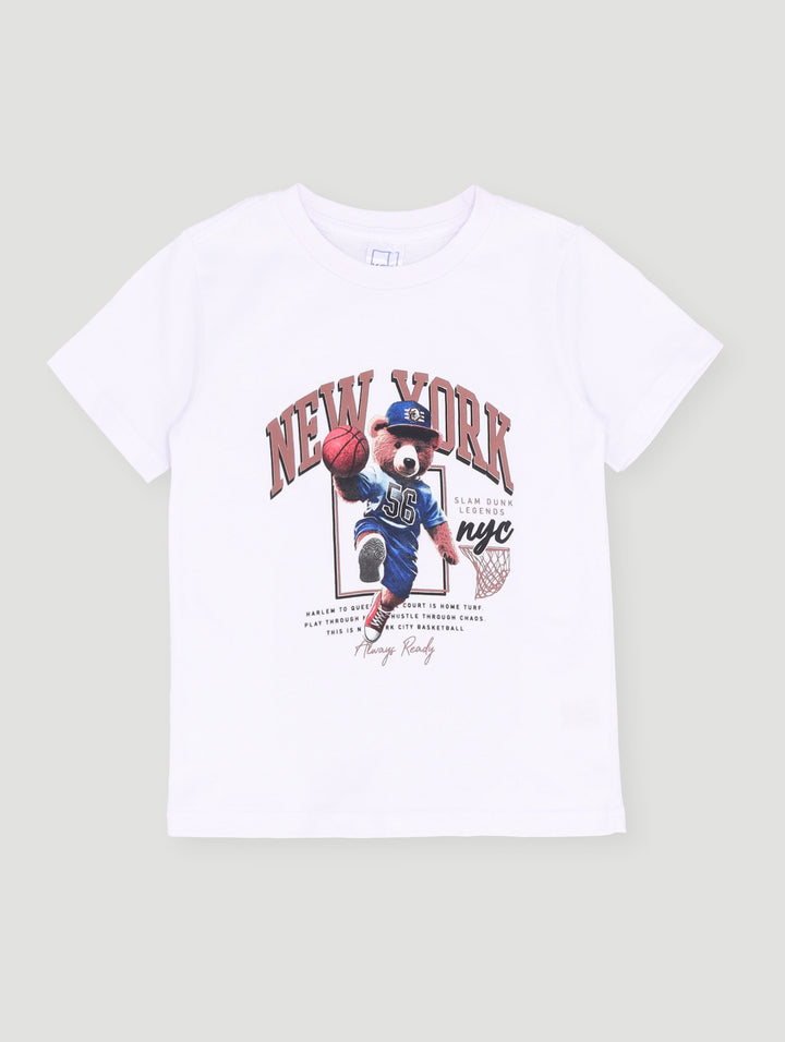 Pre- Boys Short Sleeve Teddy Tee - White