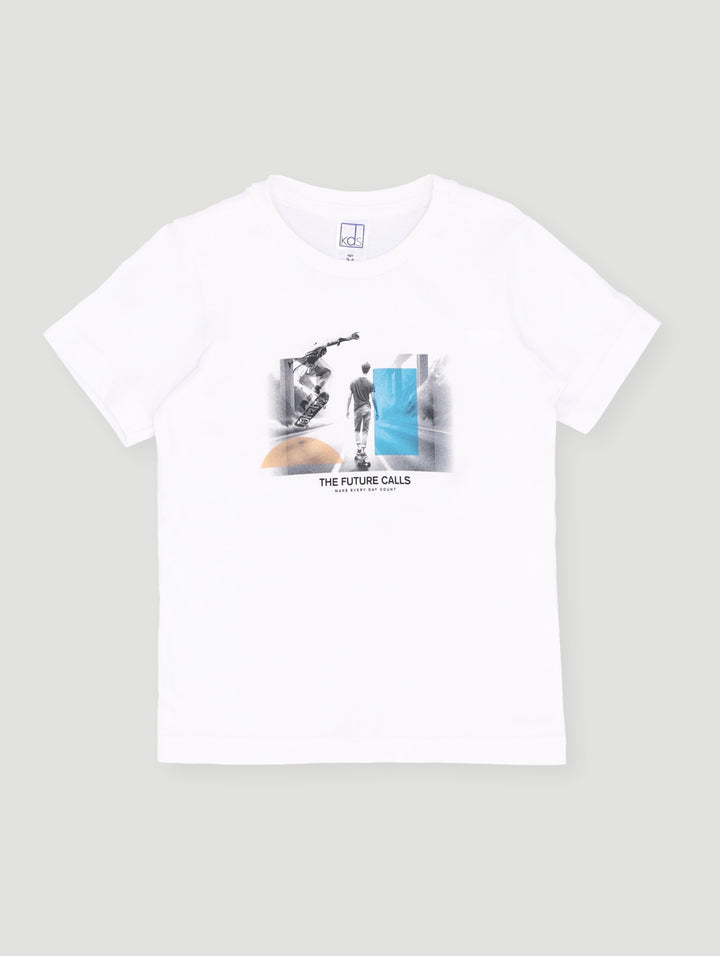 Pre- Boys Short Sleeve Skate Photographic Tee - White