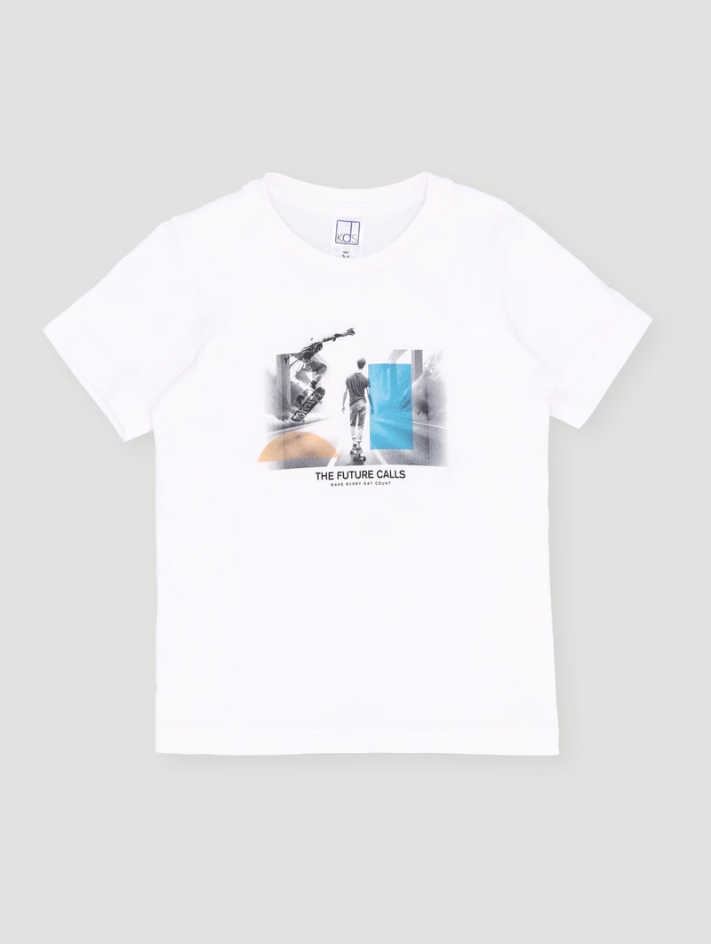 Pre- Boys Short Sleeve Skate Photographic Tee - White