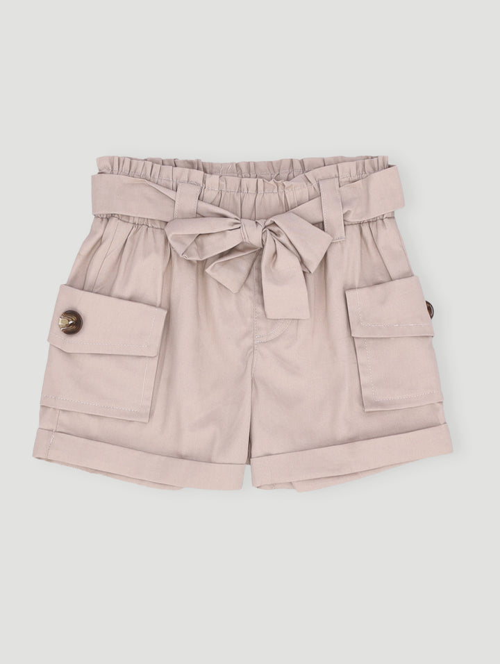Pre-Girls Paperbag Cargo Short - Stone