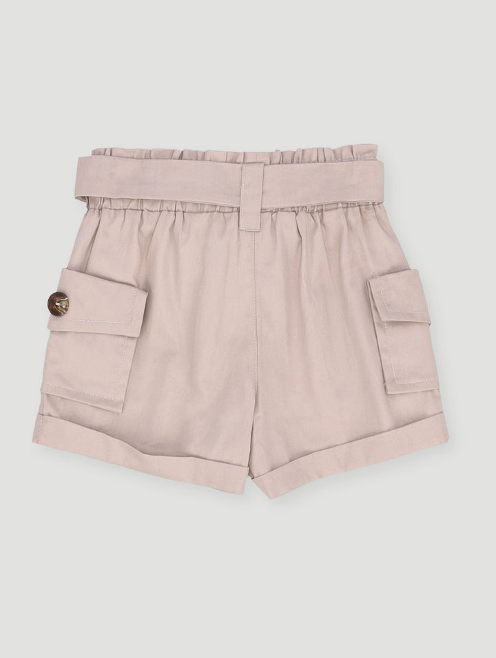 Pre-Girls Paperbag Cargo Short - Stone