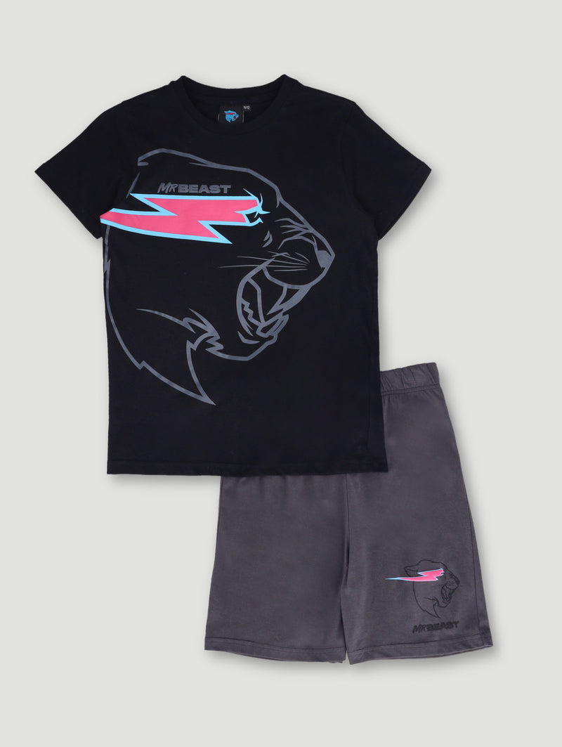 Boys Mr Beast Sleep Set - Black/Grey