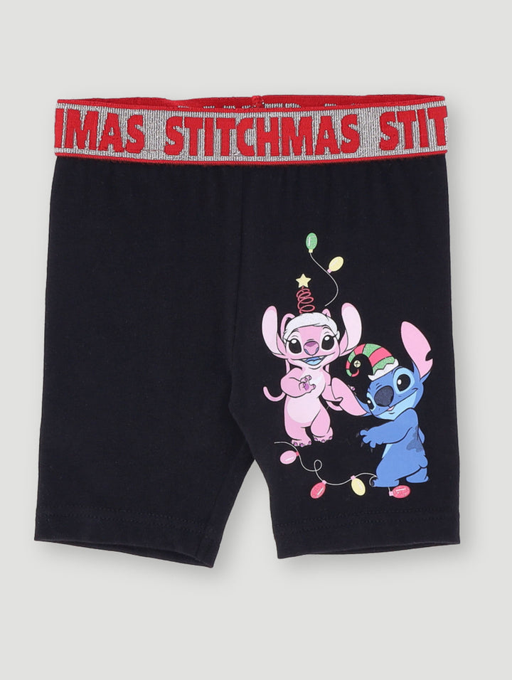 Pre-Girls Lilo & Stitch Christmas Cycle Short - Black