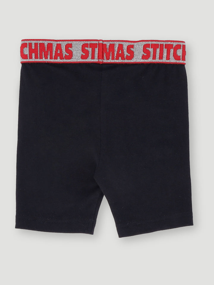Pre-Girls Lilo & Stitch Christmas Cycle Short - Black