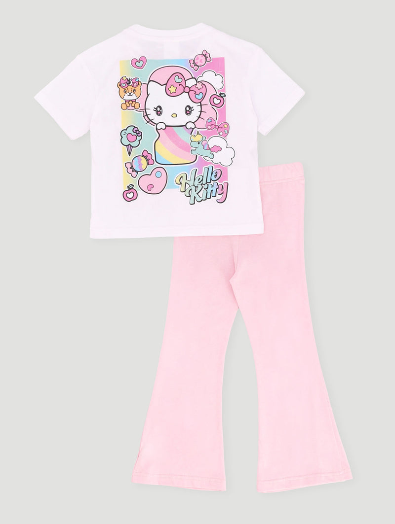 Pre-Girls Hello Kitty Tee & Flare Leg Pant Set - White