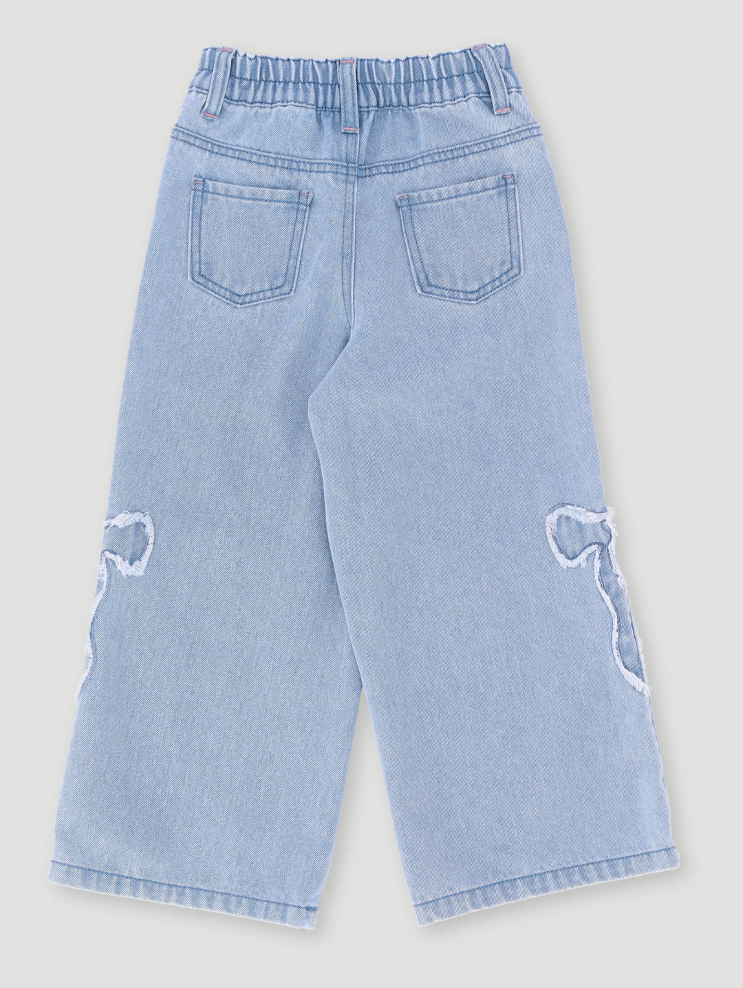 Pre-Girls Bow Applique Wide Leg Jean - Denim