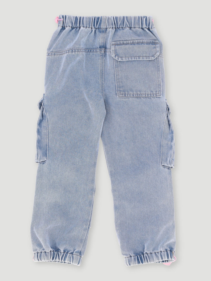 Pre-Girls Parachute Cargo Denim - Mid Blue