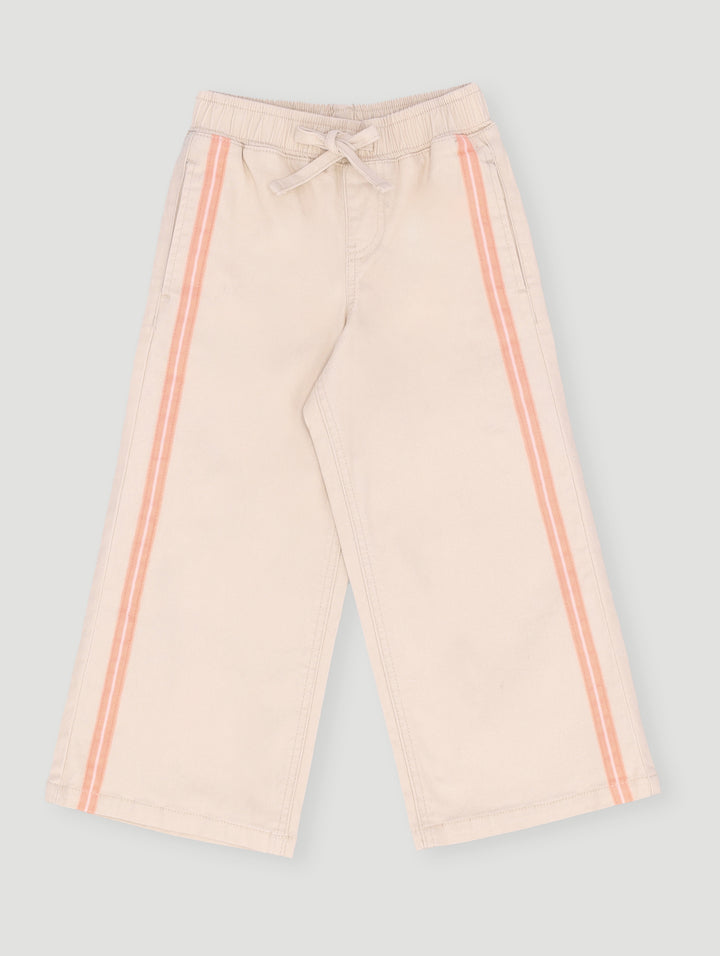 Pre- Girls Twill Stripe Cargo Pants  - Stone