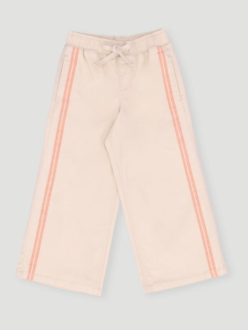 Pre- Girls Twill Stripe Cargo Pants  - Stone