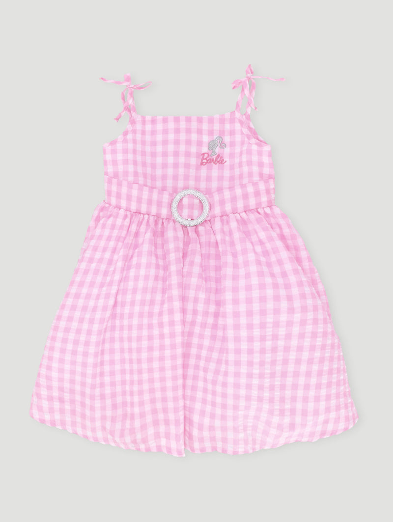 Pre-Girls Barbie Seersucker Dress - Multi
