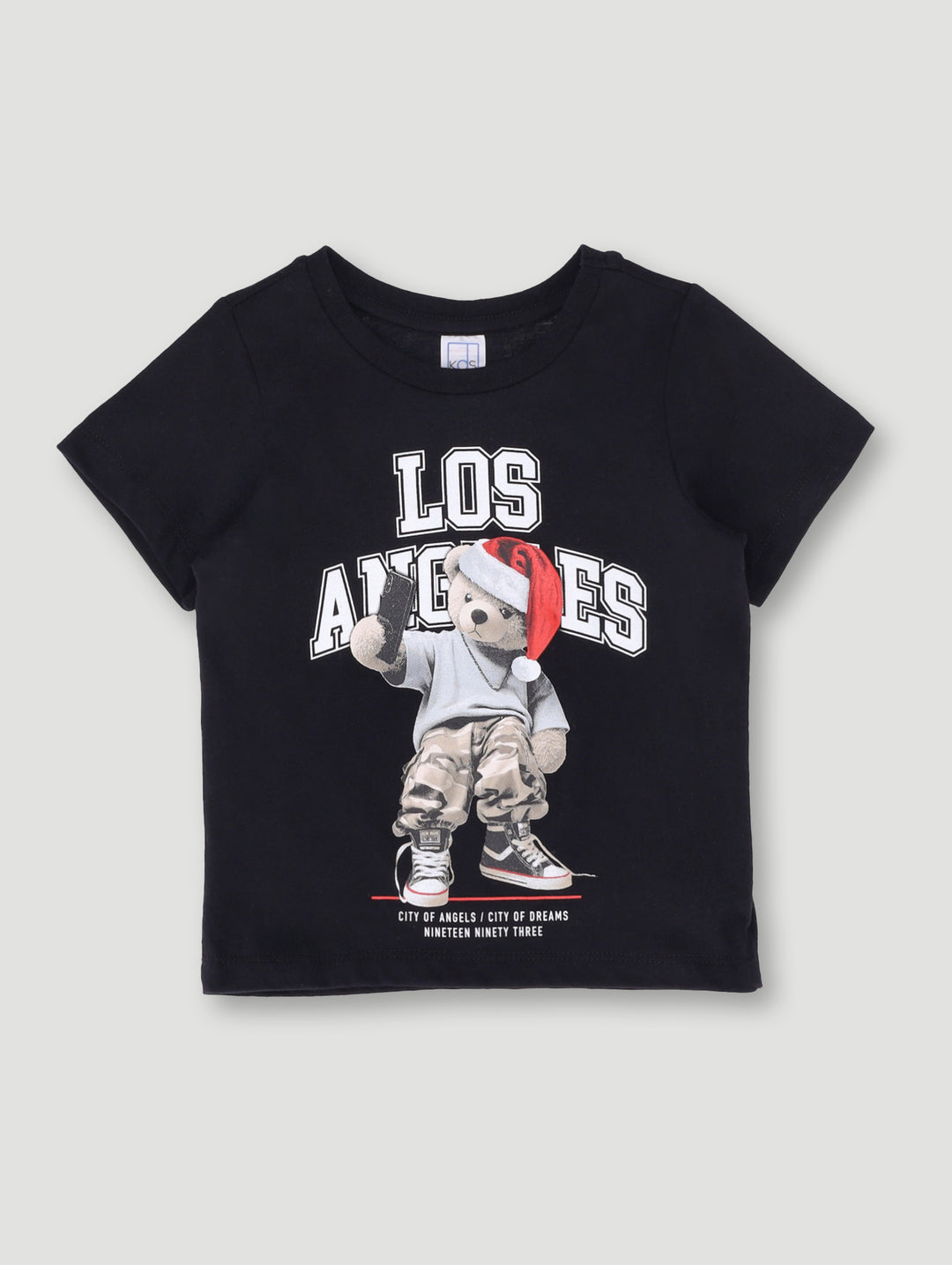 Pre- Boys Short Sleeve Teddy Christmas Tee - Black