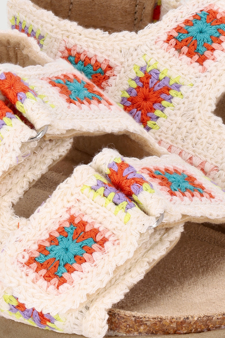 Pre-Girls Crotchet Sandal - Cream