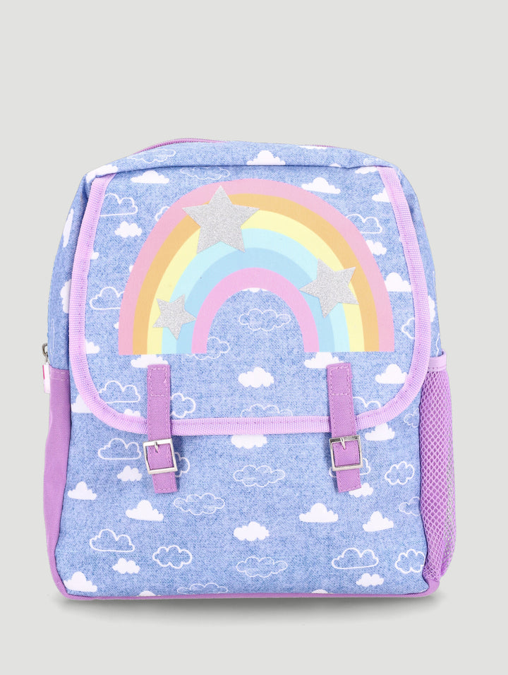 Pre-Girls Stars & Clouds Applique Backpack - Denim