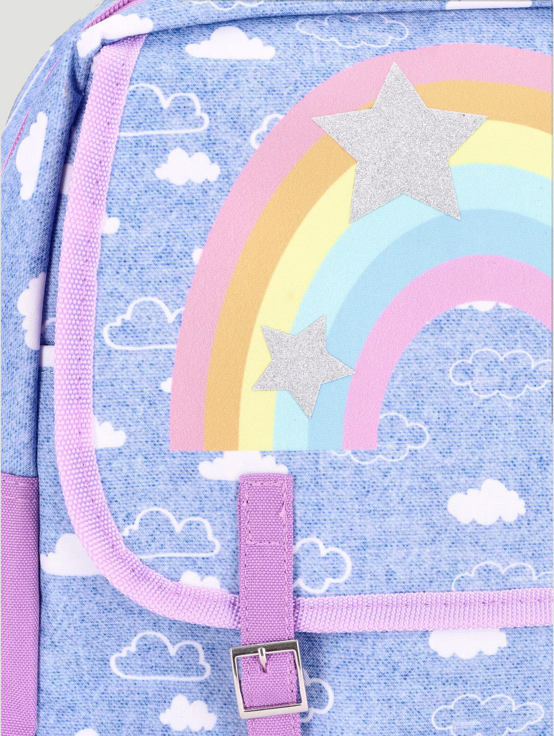 Pre-Girls Stars & Clouds Applique Backpack - Denim