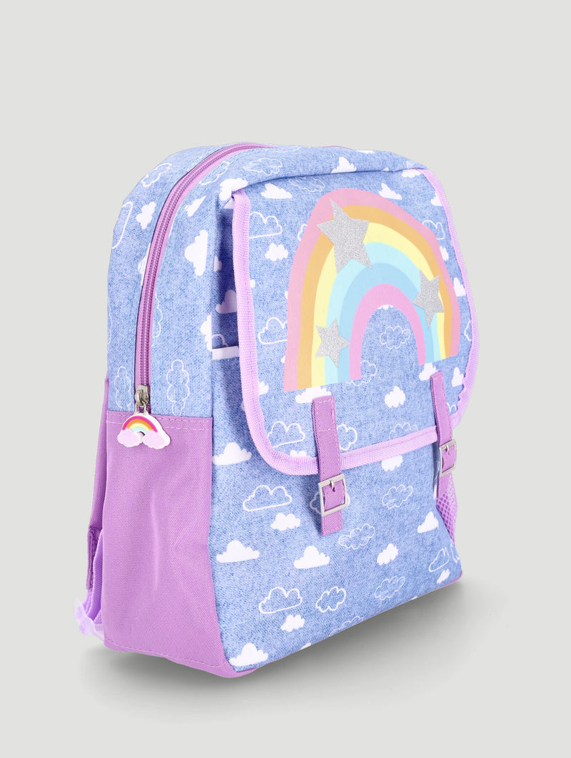 Pre-Girls Stars & Clouds Applique Backpack - Denim