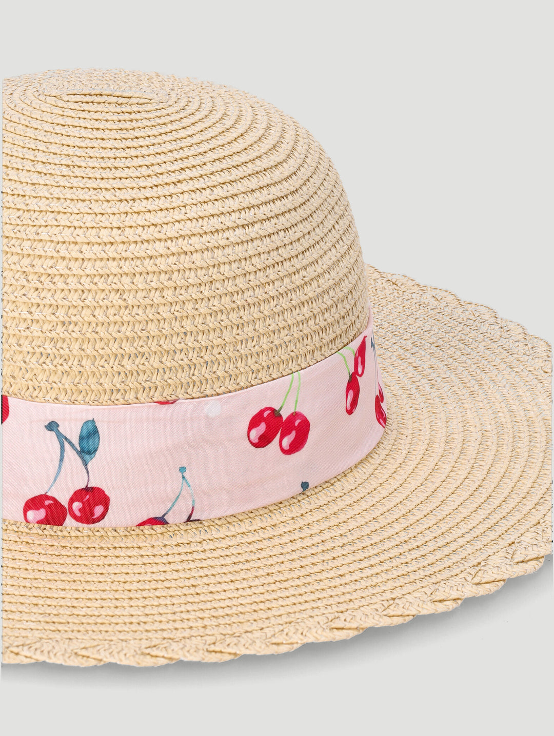 Girls Cherries Bow Sunhat - Stone