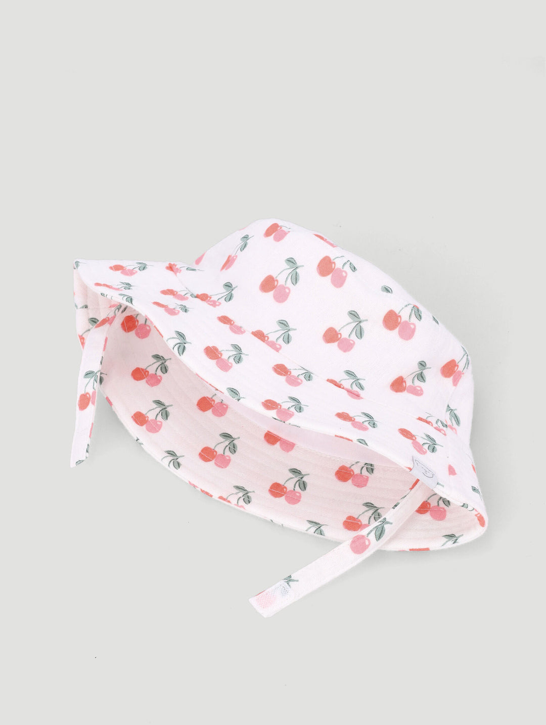 Baby Girls Cherries Print Nylon Bucket Hat - White/Red