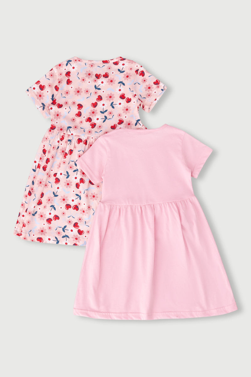 Pre-Girls 2 Pack Cherry Print Dress - Pink