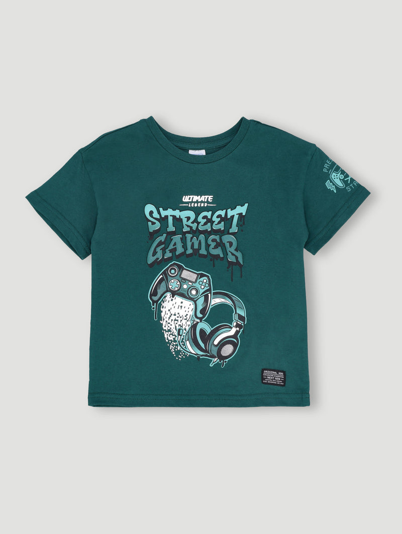 Pre- Boys Short Sleeve Gaming Foil Badge Tee - Green