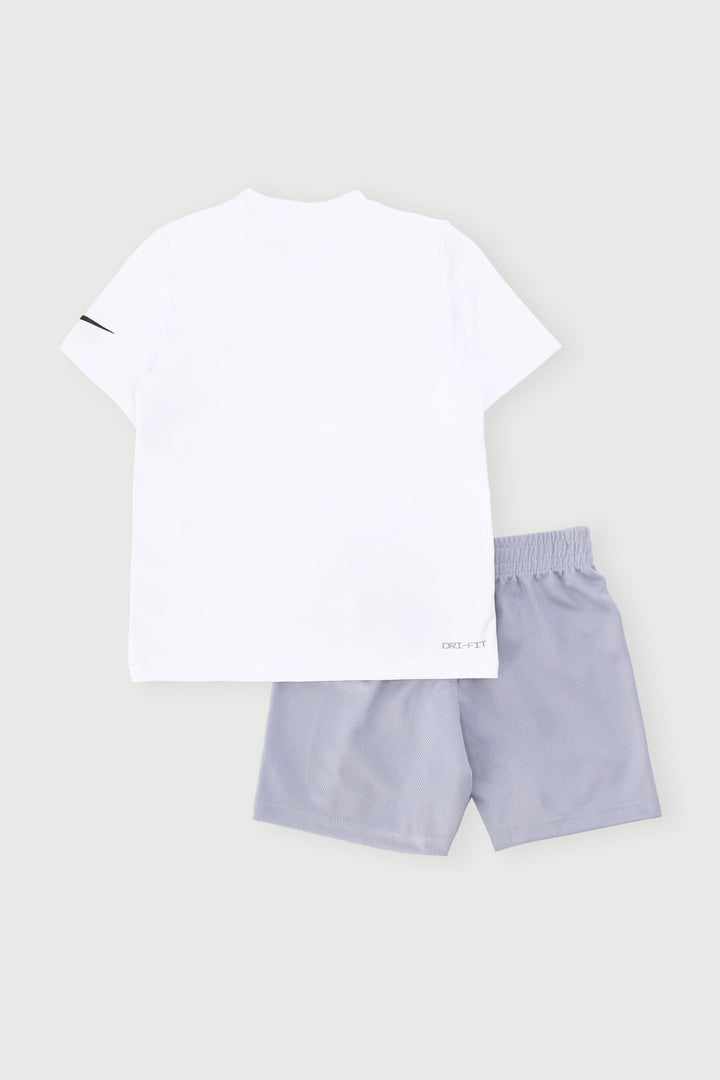 Pre-Boys Wordmark Tee & Short Set - White/Grey