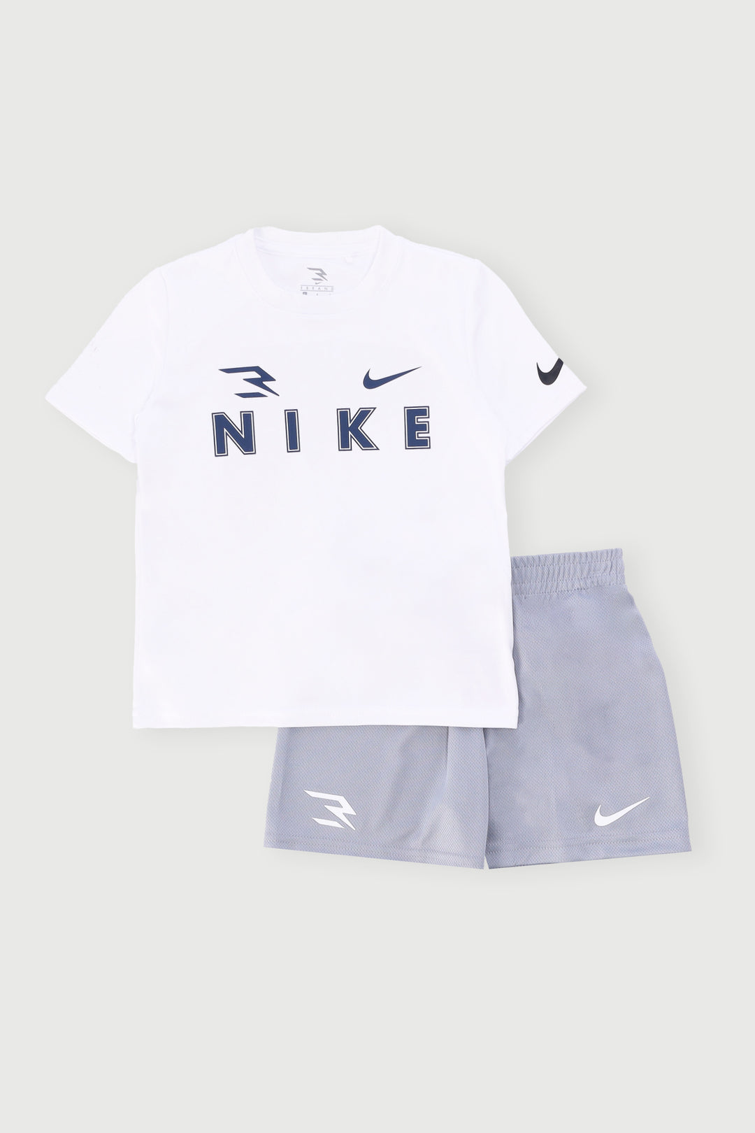 Pre-Boys Wordmark Tee & Short Set - White/Grey