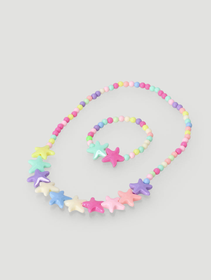 Pre-Girls Beaded Stars Necklace & Bracelet Set - Multi