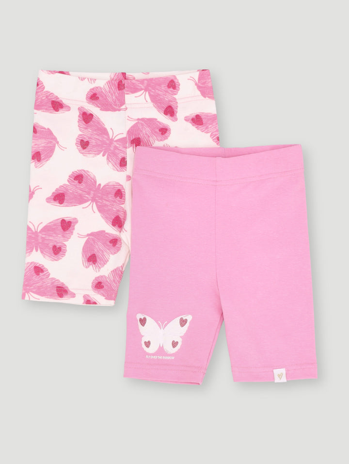 Pre- Girls 2 Pack Butterfly Soda Pop Cycle Short - Pink