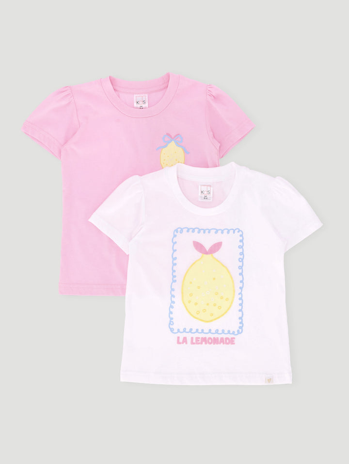 Pre-Girls 2 Pack Lemon Tees - Pink