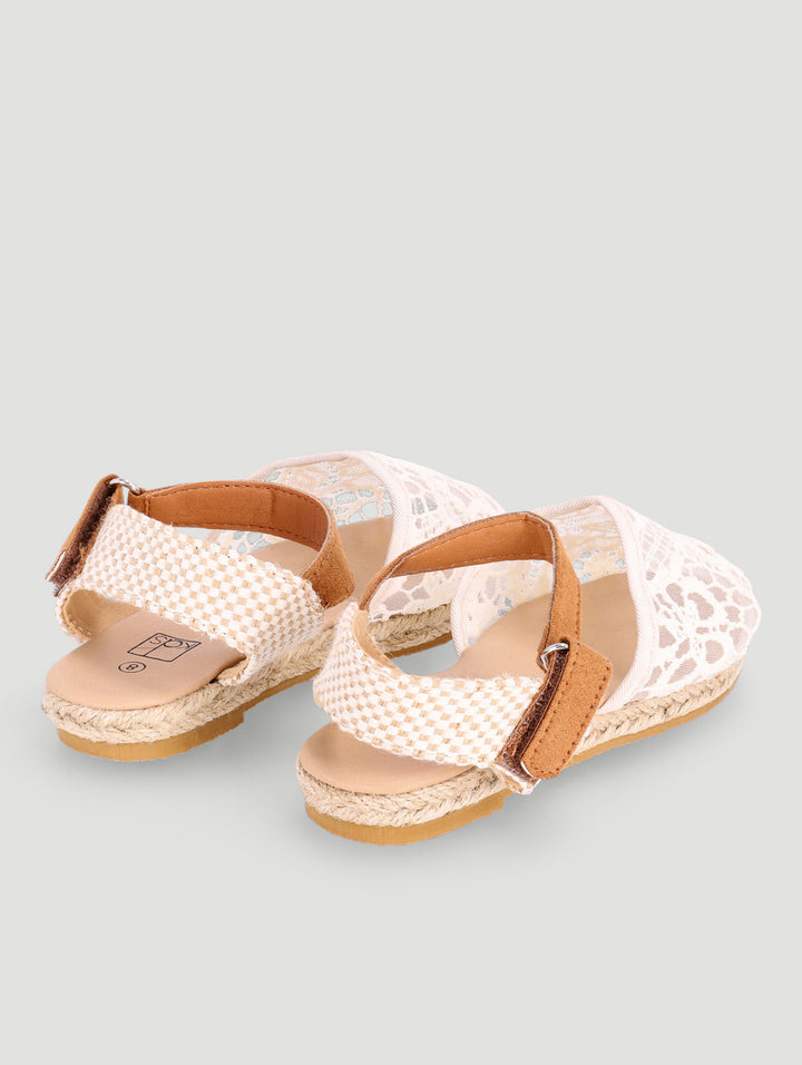 Pre-Girls Lace Espadrille Pump - Cream