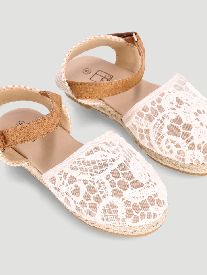 Pre-Girls Lace Espadrille Pump - Cream
