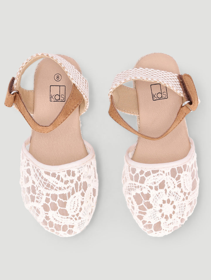 Pre-Girls Lace Espadrille Pump - Cream