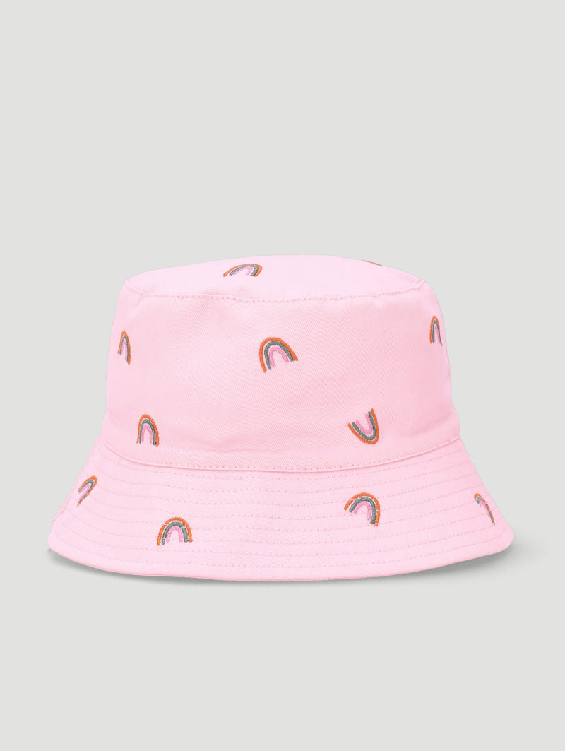 Pre-Girls Rainbow Print Bucket Hat - Pink